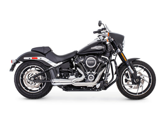 American Outlaw Shorty 2-into-1 Exhaust – Chrome with Chrome End Cap. Fits Softail 2018up.