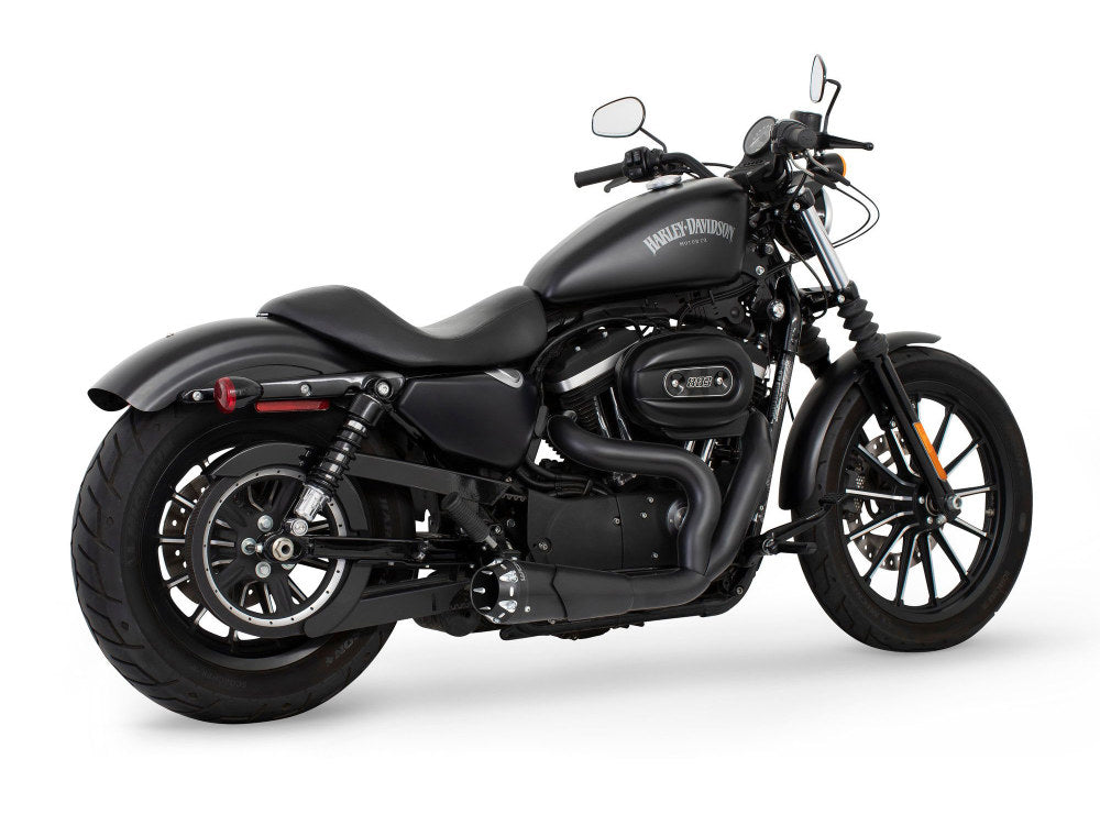 American Outlaw Shorty 2-into-1 Exhaust – Black with Black End Cap. Fits Sportster 2004-2021