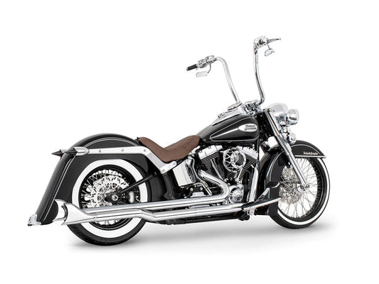 Right Side True Dual SharkTail Exhaust – Chrome. Fits Softail 1986-2017.