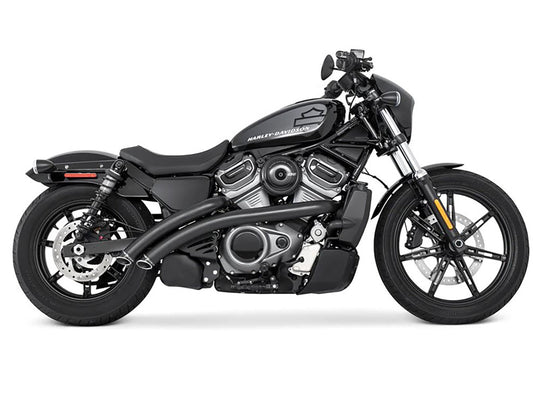 Radical Radius Exhaust – Black with Black End Caps. Fits Nightster 975 2022up.