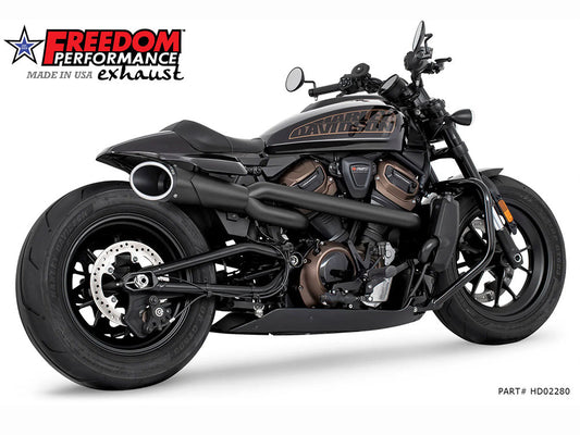 Combat Shorty 2-into-1 Exhaust – Black with Black End Cap. Fits Sportster S 2021-2023