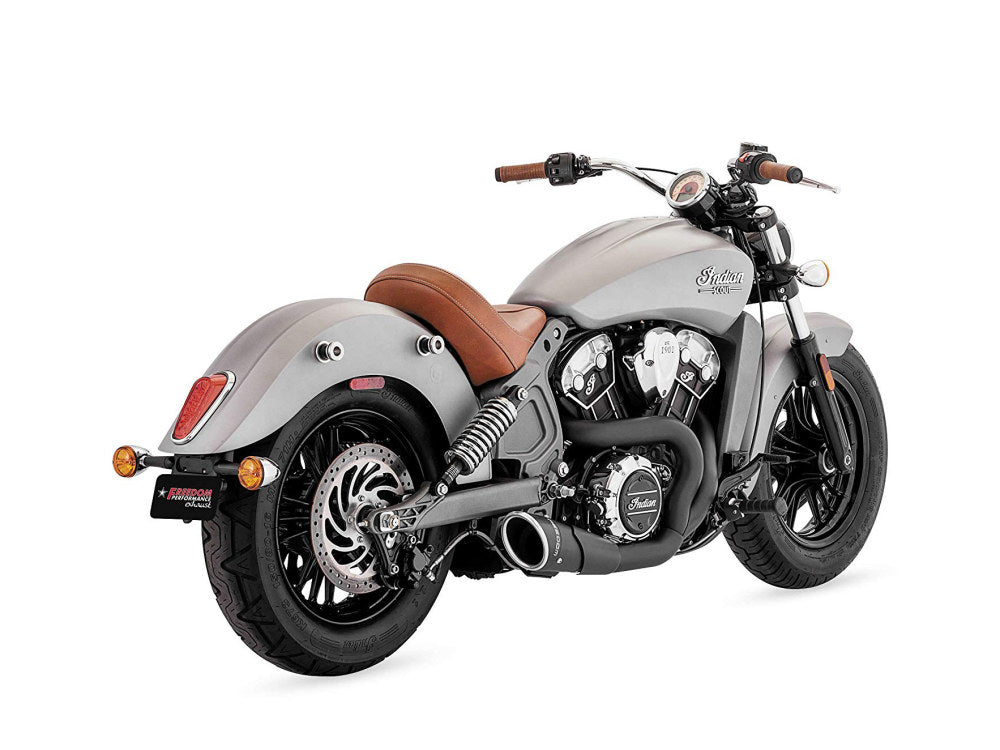 Combat 2-into-1 Exhaust – Black with Black End Cap. Fits Indian Scout 2015up.