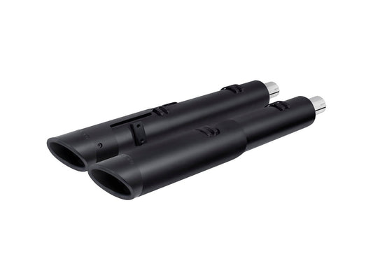 4.5in. Slip-On Mufflers – Black with Black Slash End Caps. Fits Indian Big Twin 2014up with Hard Saddle Bags.