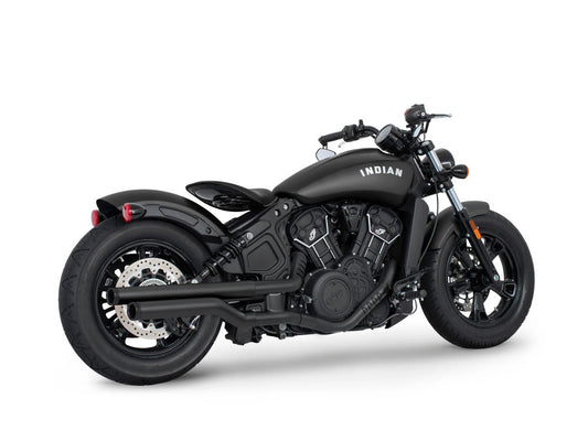 2.5in. Slip-On Mufflers – Black with Black Straight End Caps. Fits Indian Scout 2015-2024