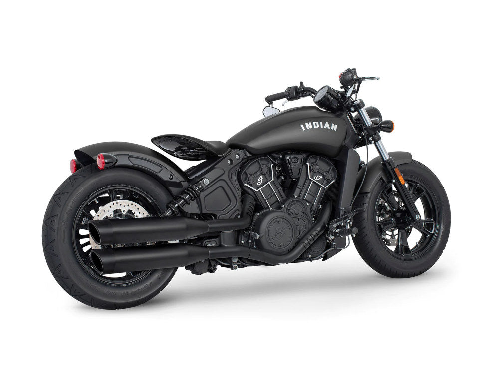 4in. Slip-On Mufflers – Black with Black Liberty End Caps. Fits Indian Scout 2015-2024