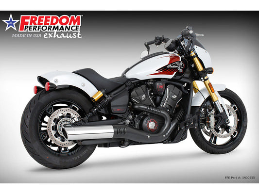 4in. Slip-On Muffler – Chrome with Chrome End Cap. Fits Indian Scout 2025up