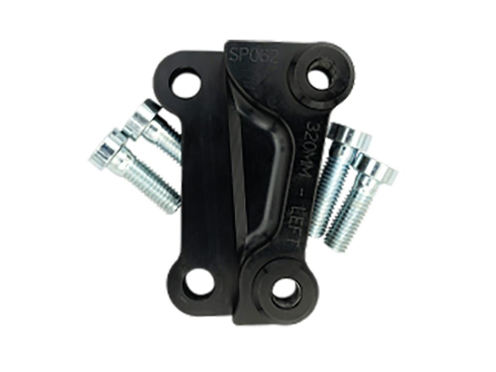 Left Side 12.5in. Oversize Front Caliper Mount – Black. Fits Most Touring 2008-2024