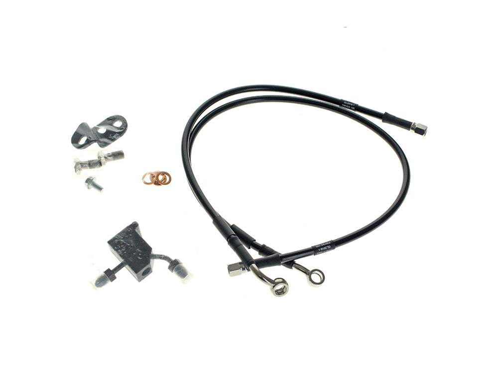 Rear Brake Line – Black. Fits Softail 2000-2006