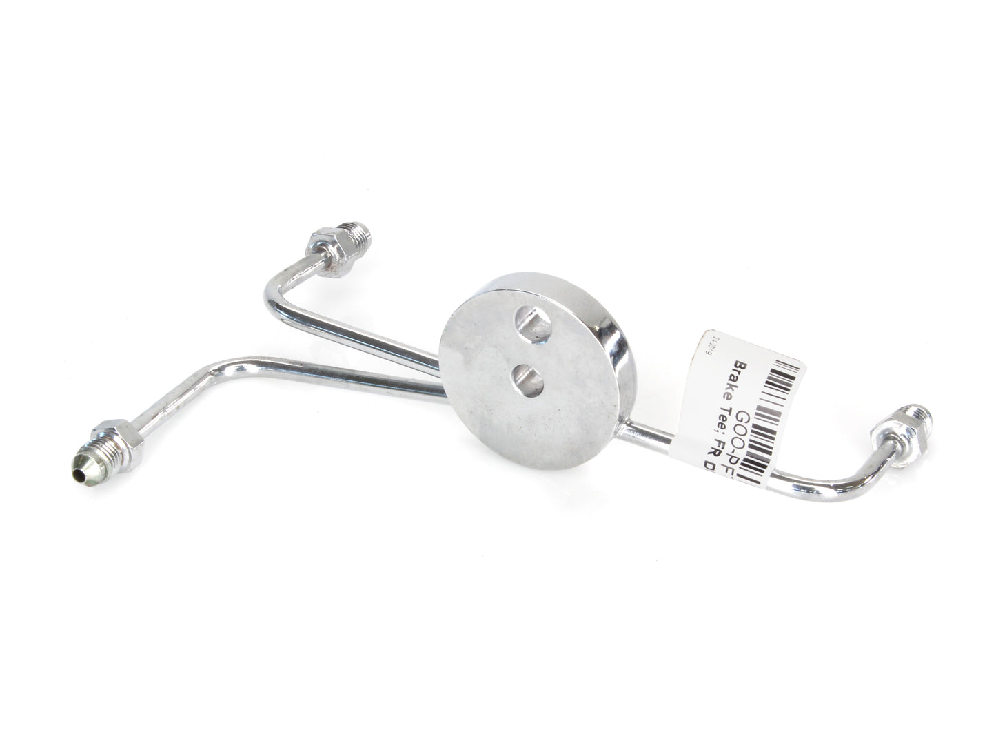 AN3 Front Dual Disc Brake Tee – Chrome. Fits Narrow Glide Front Ends with Dual Disc Rotors.