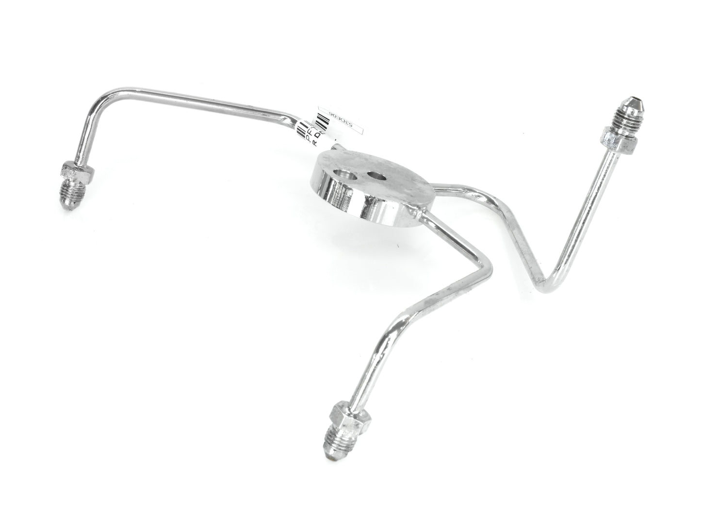 AN3 Front Dual Disc Brake Tee – Chrome. Fits Wide Glide Front Ends with Dual Disc Rotors.