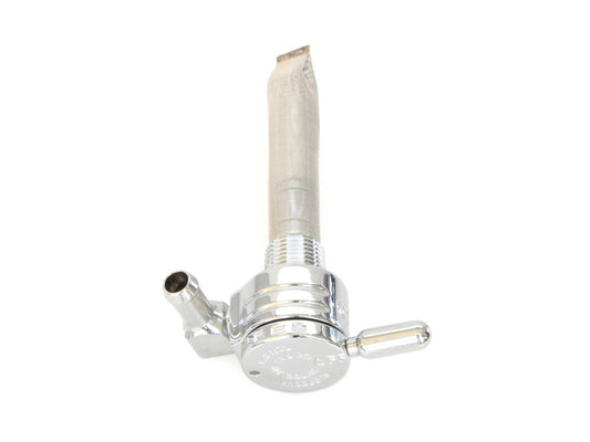 Fuel Tap / Petcock with 3/8in. NPT Thread & 5/16in. Forward Facing Fuel Outlet – Chrome.