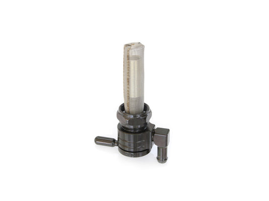 Fuel Tap / Petcock with 22mm Thread & 5/16in. Downward Facing Fuel Outlet – Black. Fits Softail 1984-2006, Dyna 1991-2006, FXR 1982-1994, Touring 1988-2006, Sportster 1975-2006 & 4Spd Big Twin 1975-1986