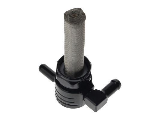 Fuel Tap / Petcock with 22mm Thread & 5/16in. Forward Facing Fuel Outlet – Black. Fits Softail 1984-2006, Dyna 1991-2006, FXR 1982-1994, Touring 1988-2006, Sportster 1975-2006 & 4Spd Big Twin 1975-1986