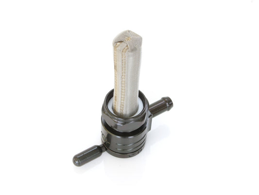 Fuel Tap / Petcock with 22mm Thread & 5/16in. Inward Facing fuel Outlet – Black. Fits Softail 1984-2006, Dyna 1991-2006, FXR 1982-1994, Touring 1988-2006, Sportster 1975-2006 & 4Spd Big Twin 1975-1986