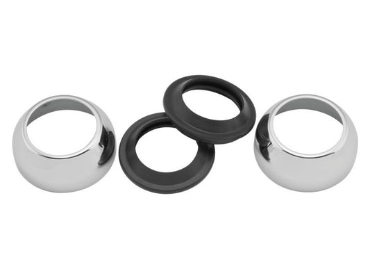 39mm Fork Boots – Chrome. Includes Dust Shields. Fits Dyna 1991-2005, FXR 1987-1994 & Most Sportster 1987-2021