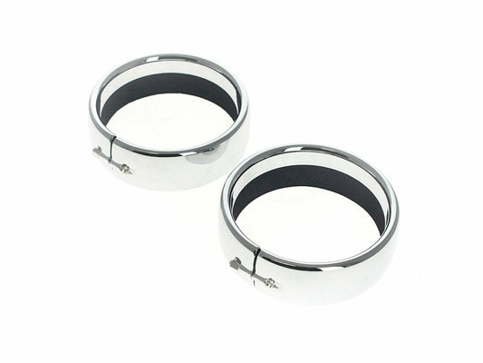 Frenched 4-1/2in. Passing Lamp Trim Ring – Chrome. Fits Big Twin 1969up