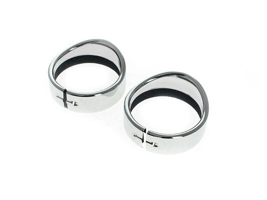 Peaked Visor Style 4-1/2in. Passing Lamp Trim Ring – Chrome. Fits Big Twin 1969up