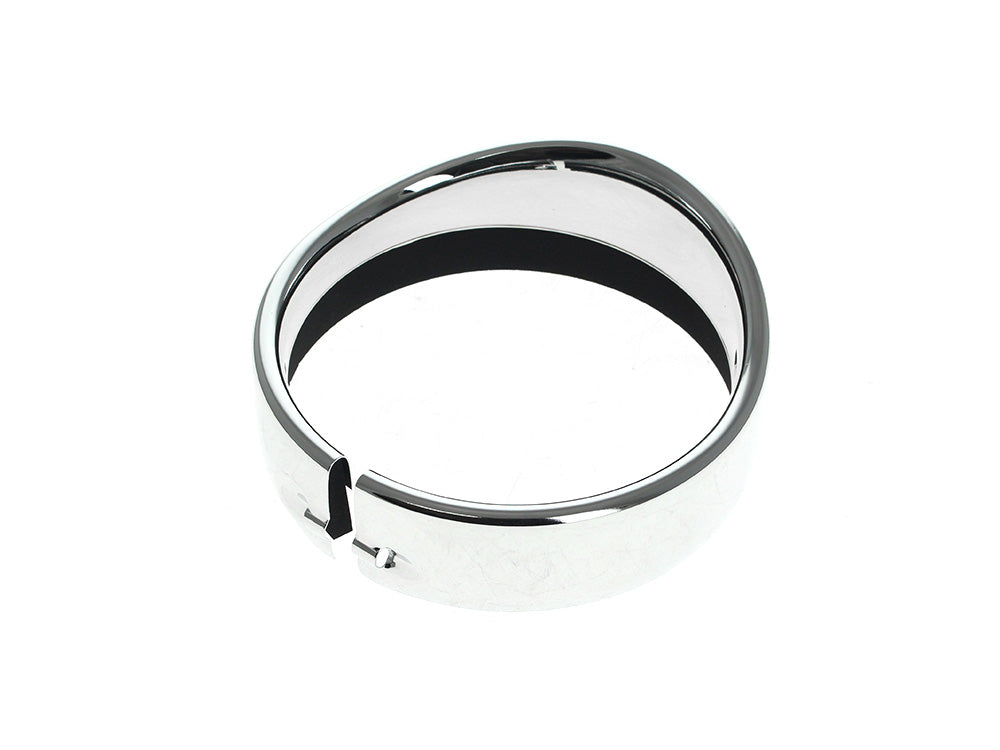 Peaked Visor Style 5-3/4in. Headlight Trim Ring – Chrome. Fits FX Softail 1994-2015, Dyna 1994-2017 & Most Sportster Models 2004-2021.