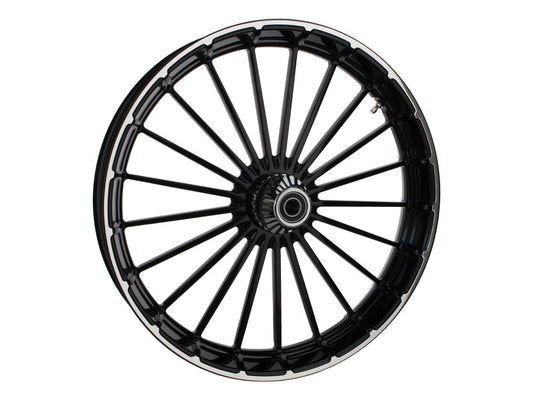 26in. x 3.75in. Ranger/Turbine Replica Wheel – Black Anodize, Polished Rim & Spoke Edge, Chrome Hub Kit. Fits Breakout 2013up.