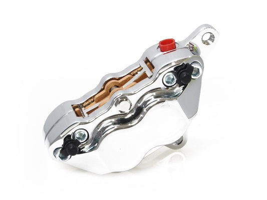 Front 4 Piston Caliper – Chrome. Fits Softail Springer & FXWG 1980-1983 with applicable bracket purchase.