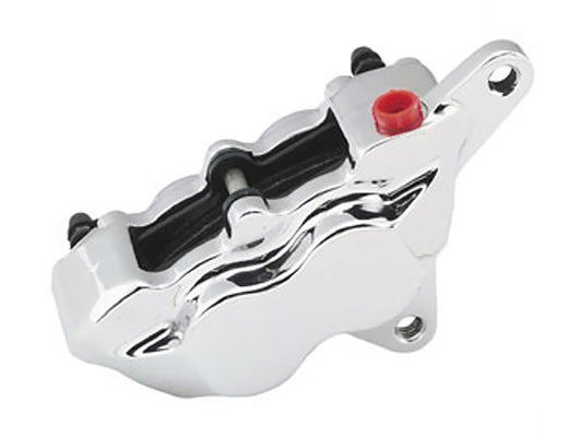 Right Hand Front or Rear 4 Piston Caliper – Chrome. Fits H-D 1984-1999.