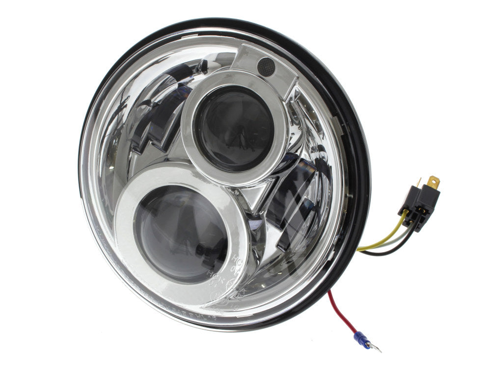 7in. LED HeadLight Insert with Parker – Chrome. Fits Most H-D, Indian Chief Classic & Dark Horse Models with 7in. Headlight.