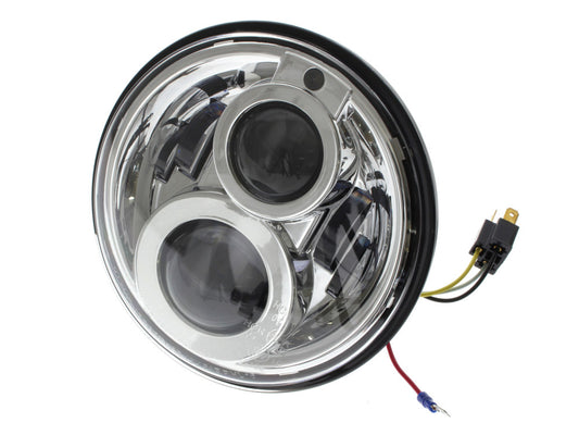 7in. LED HeadLight Insert with Parker – Chrome. Fits Most H-D, Indian Chief Classic & Dark Horse Models with 7in. Headlight.