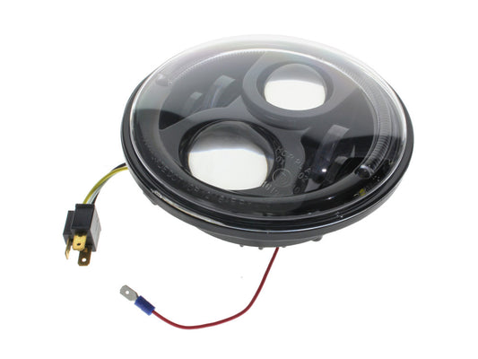 7in. 80w LED HeadLight Insert with Halo – Black. Fits Most H-D, Indian Chief Classic & Dark Horse Models with 7in. Headlight.