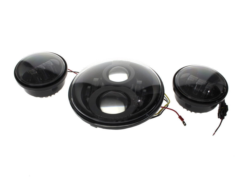 7in. HeadLight & 4.5in. Passing Lamp Bundle – Black. Fits Most H-D with 7in. Headlights & 4.5in. Passing Lamps.