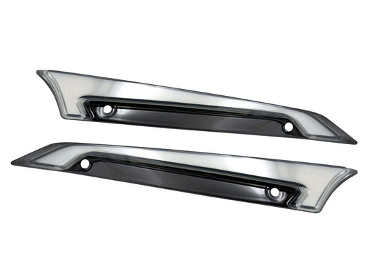 LED FusionFX Windshield Trim – Smoke Lens, Black Housing. With Amber Turn, White Run. Fits Road Glide 2015-2023
