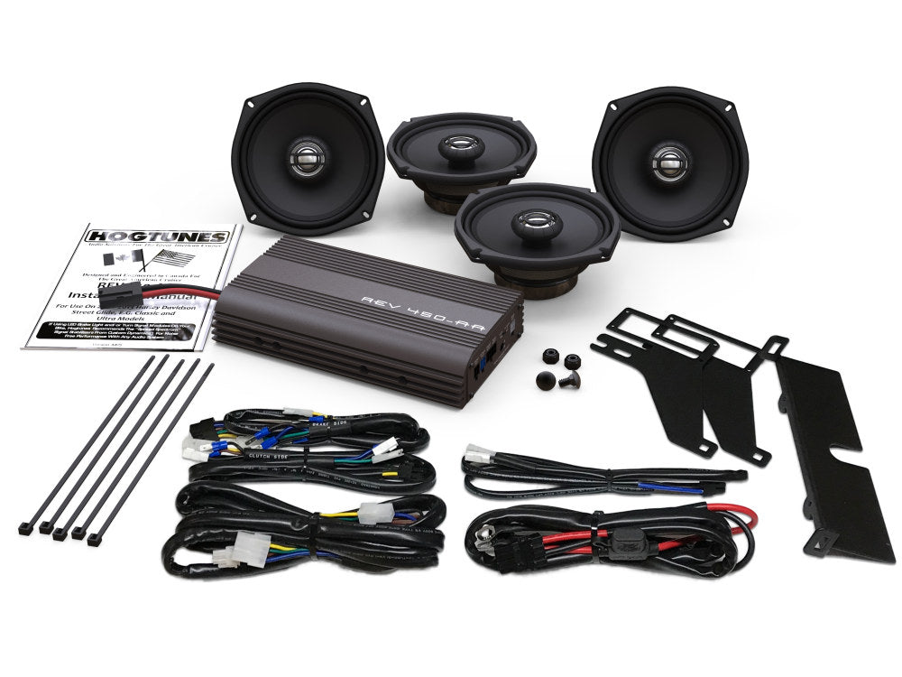 Hogtunes, 400 Watt Amp x 4 Speaker Kit. Fits 1998-2013 Ultra Classic & 2009-2013 Tri Glide Ultra.