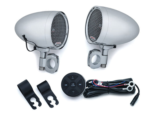 Road Thunder Speaker Pods & Bluetooth Audio Controller by MTX – Chrome.