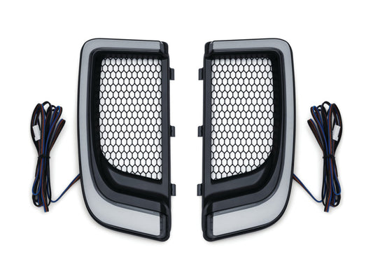 Tracer LED Fairing Lower Grills – Black. Fits Touring 2014up with Fairing Lowers.