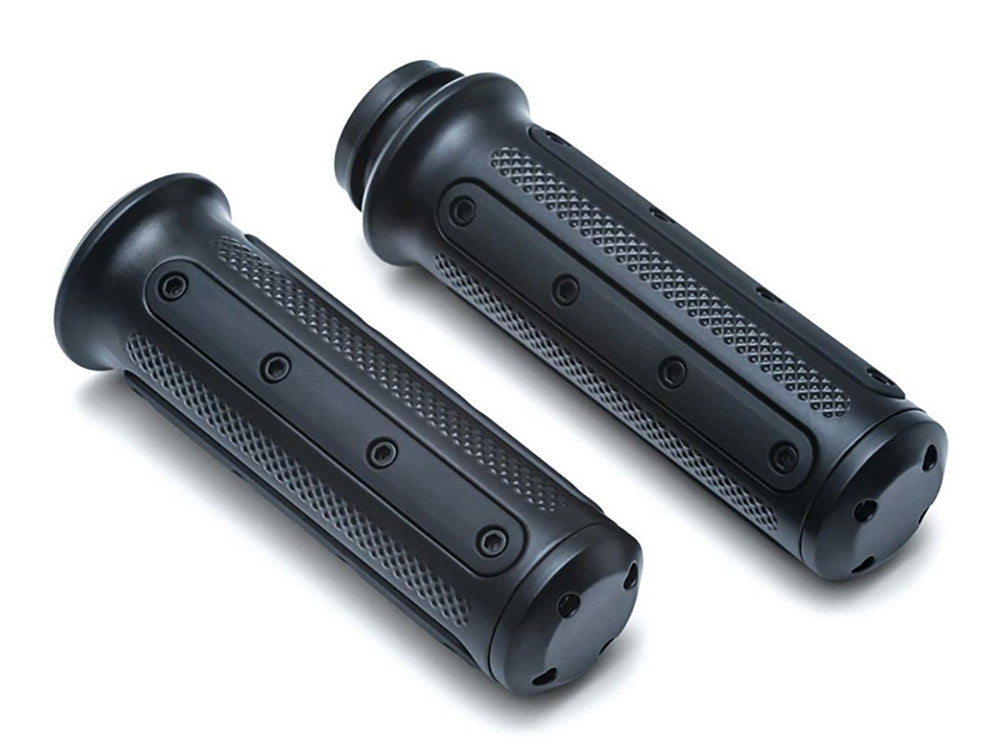 Heavy Industry Handgrips – Black. Fits Big Twin 2008-2024 with Throttle-by-Wire