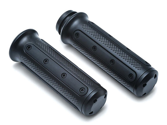 Heavy Industry Handgrips – Black. Fits Big Twin 2008-2024 with Throttle-by-Wire