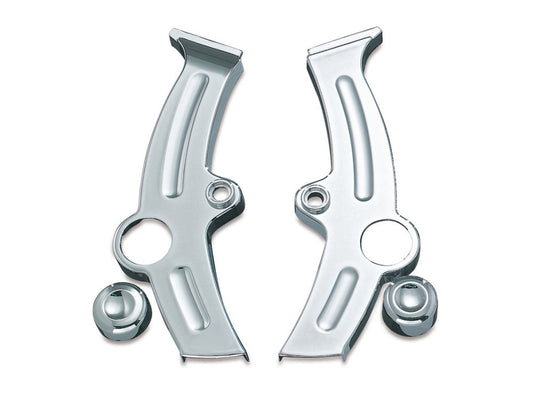 Boomerang Frame Covers – Chrome. Fits Softail 2000-2007.