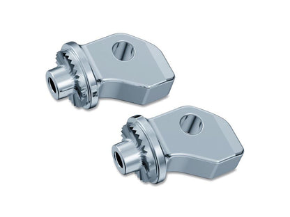 Front & Rear Tapered Footpeg Mounts – Chrome. Fits Honda, Suzuki & Yamaha.