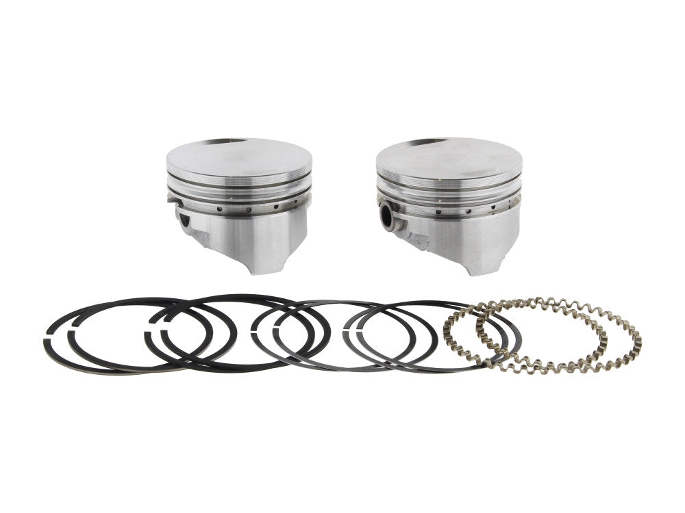 +.040in. Flat Top Pistons with 9.0:1 Compression Ratio. Fits Sportster 1986-2021 with 1200cc Engine & Sportster 1986-1987 with 1100cc Engine.