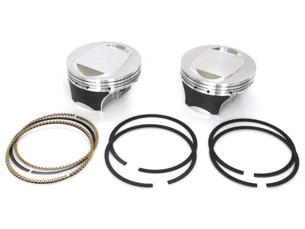 Std Flat Top Pistons with 9.6:1 Compression Ratio. Fits CVO Twin Cam 2007-2017 with 110ci Engine & ‘S’ Models with 110ci Engines.