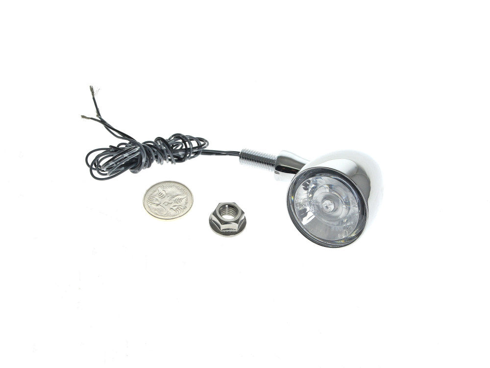 Bullet 1000 PL LED Turn Signal – Amber Turn – White Running Light – Chrome.