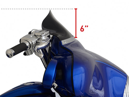 6.5in. Flare Windshield – Black. Fits Electra Glide & Street Glide 1996-2013.