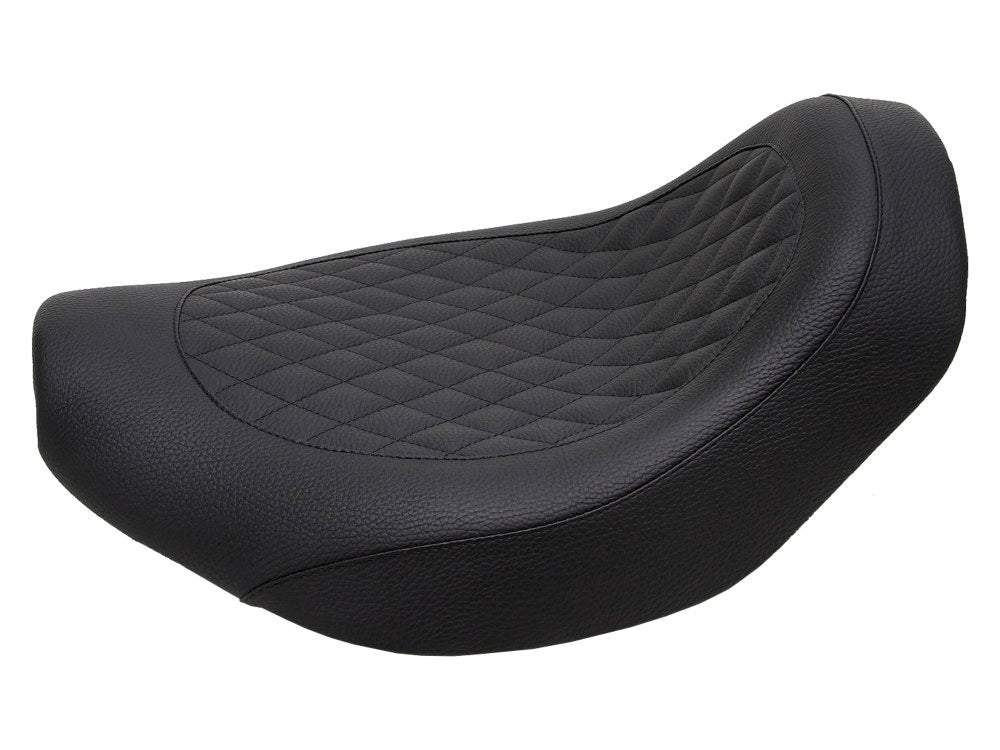 Fred Kodlin Diamond Stitch Solo Seat – Black. Fits Softail Breakout & Fatboy with Kodlin Fuel Tank & Rear Fender.