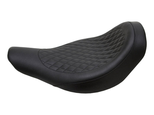 Fred Kodlin Diamond Stitch Solo Seat – Black. Fits Softail Fat Boy with OEM Fuel Tank & Kodlin Rear Fender.