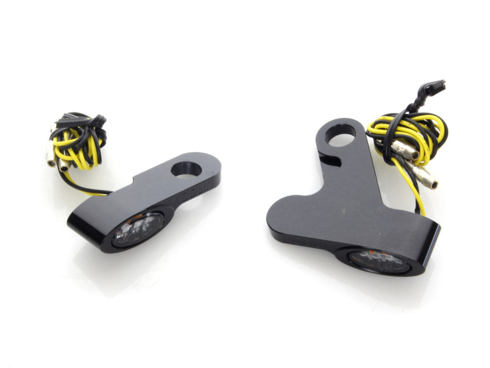 Elypse Under Perch Turn Signals – Black. Fits Softail 2015up & Touring 2009up Models with Cable Clutch.