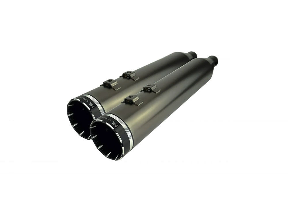 4-1/2in. Tracer Slip-On Mufflers – Smoke, Smoked Satin Chrome. Fits Touring 2017up.