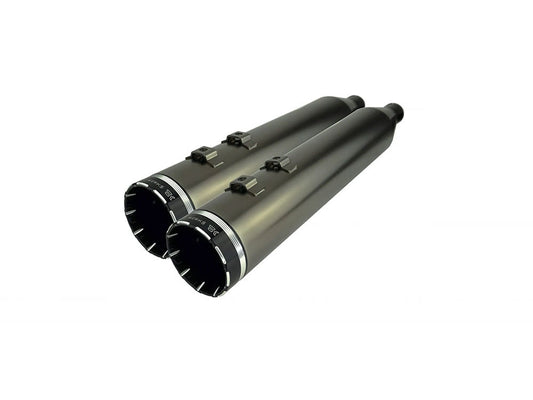 4-1/2in. Tracer Slip-On Mufflers – Smoke, Smoked Satin Chrome. Fits Touring 2017up.