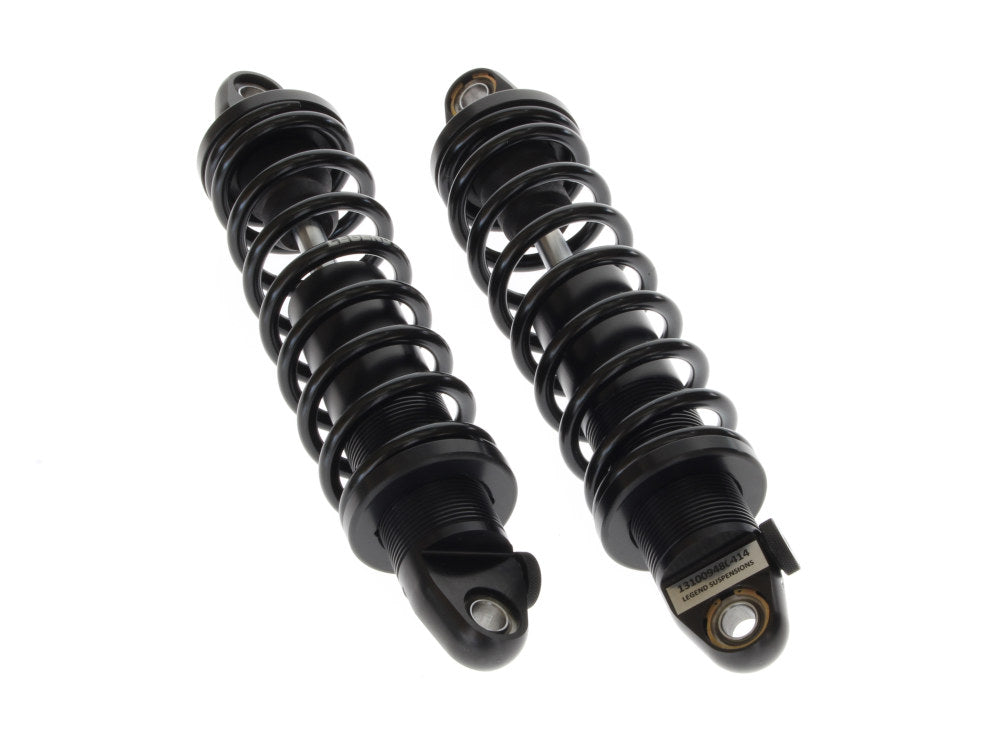 REVO-A Series, 12in. Adjustable Heavy Duty Spring Rate Rear Shock Absorbers – Black. Fits Dyna 1991-2017.