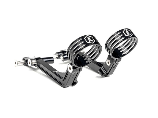Revo ARC Remote Reservoir External Billet Mounting Brackets – Black. Fits Touring 2014-2024