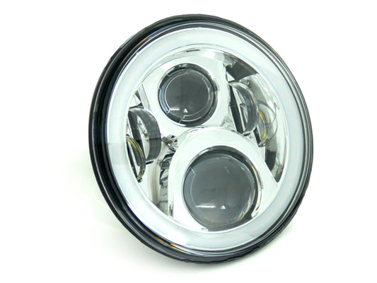7in. LED HeadLight Insert with Halo – Chrome. Fts H-D, Indian Chief Classic & Dark Horse Models with 7in. Headlight.