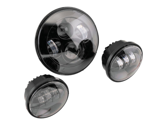 7in. HeadLight & 4.5in. Passing Lamps (2) Insert Bundle – Black. Fits H-D with 7in. Headlights & 4.5in. Passing Lamps.